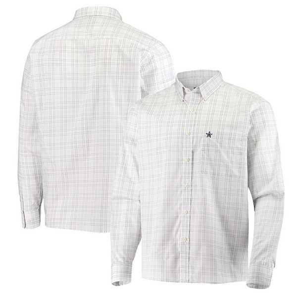 Washington Nationals Antigua Compression Long Sleeve Button-Down Shirt -  Gray/White