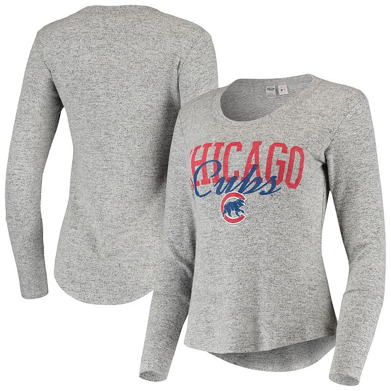 Womens Concepts Sport Heathered Gray Chicago Cubs Tri-Blend Long Sleeve T-