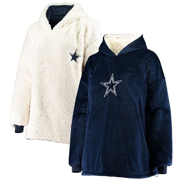 FOCO Navy/White Dallas Cowboys Reversible Sherpa Hoodeez