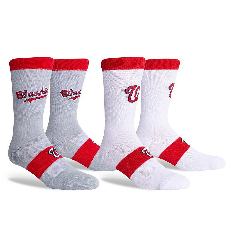 Washington Nationals Two-Pack Home & Away Uniform Crew Socks, Men's, Size: Large, Team