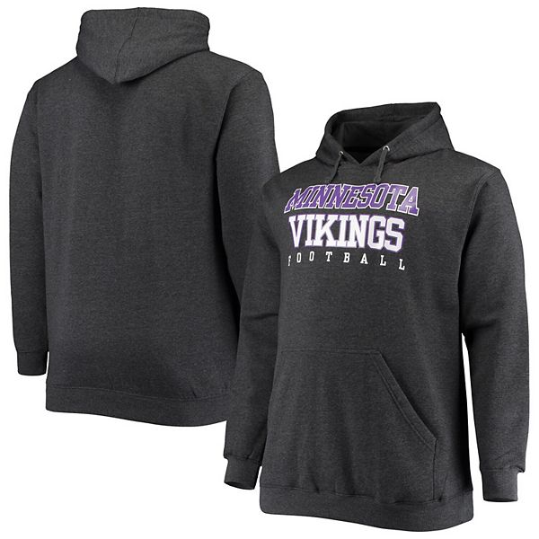 Men s Fanatics Branded Heathered Charcoal Minnesota Vikings Big Tall Practice Pullover Hoodie