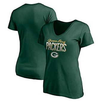 Women's Fanatics Branded Green Green Bay Packers Nostalgia V-Neck T-Shirt