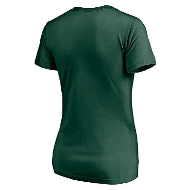 Women's Fanatics Branded Green Green Bay Packers Nostalgia V-Neck T-Shirt