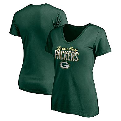Women's Fanatics Branded Green Green Bay Packers Nostalgia V-Neck T-Shirt