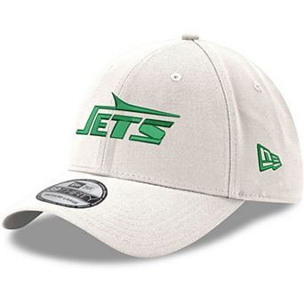 Men's New Era White New York Jets Throwback Wordmark Iced II 39THIRTY Flex Hat