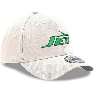 Men's New Era White New York Jets Throwback Wordmark Iced II 39THIRTY Flex Hat