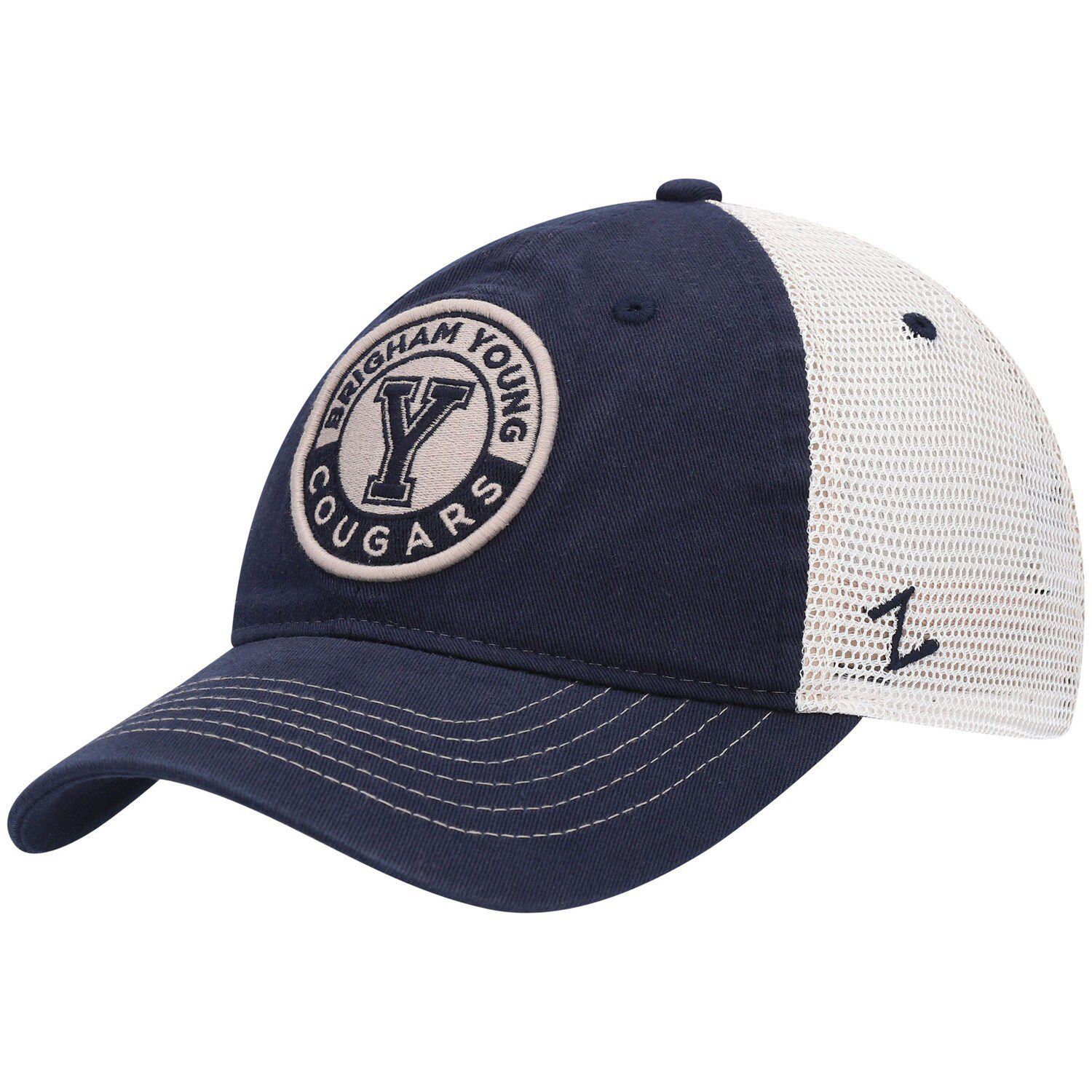 Image for Unbranded Men's Zephyr Navy/Cream BYU Cougars Lancaster Trucker Adjustable Snapback Hat at Kohl's.