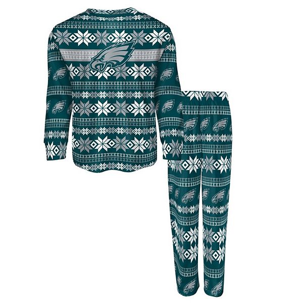 Youth Midnight Green Philadelphia Eagles Holiday Long Sleeve T-Shirt & Pants  Pajama Set