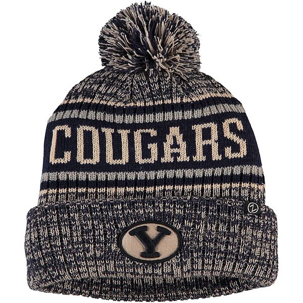 Men's Zephyr Navy BYU Cougars Springfield Cuffed Pom Knit Hat