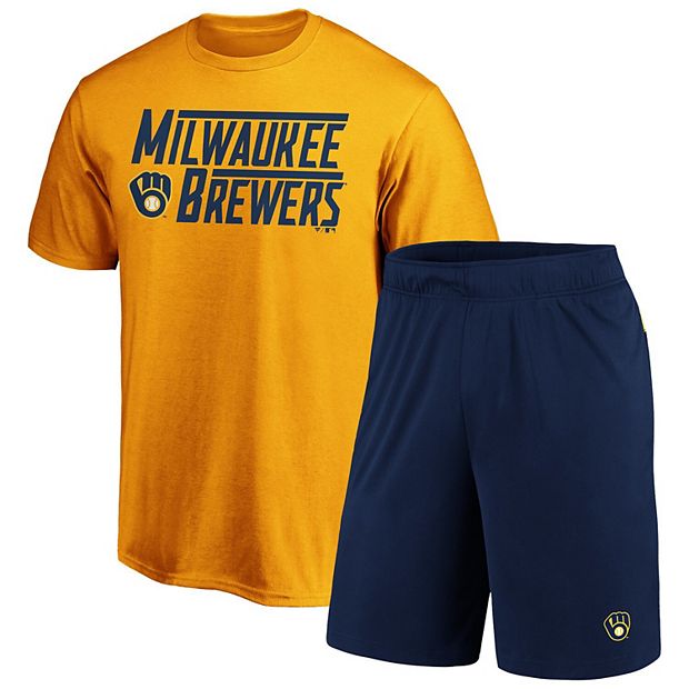 Fanatics Branded Navy Milwaukee Brewers Short Sleeve Hoodie T