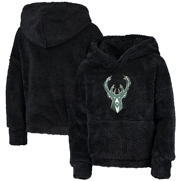 Women's New Era Puff Print Milwaukee Bucks Hooded Sweatshirt / Large