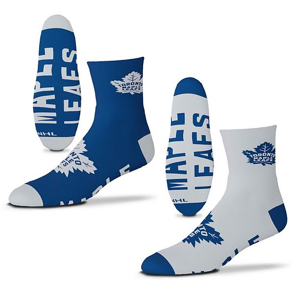 Men's For Bare Feet Toronto Maple Leafs 2-Pack Team Quarter-Length Socks