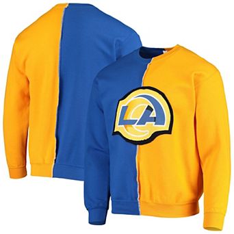 Men's Refried Apparel Royal/Gold Los Angeles Rams Sustainable Split Center Pullover Sweatshirt