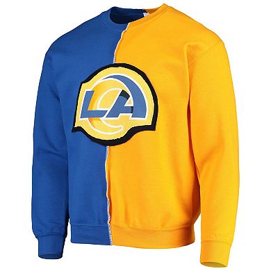 Men's Refried Apparel Royal/Gold Los Angeles Rams Sustainable Split Center Pullover Sweatshirt
