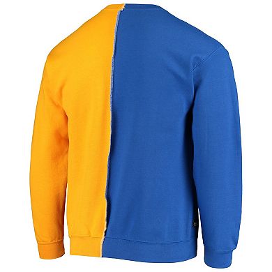 Men's Refried Apparel Royal/Gold Los Angeles Rams Sustainable Split Center Pullover Sweatshirt