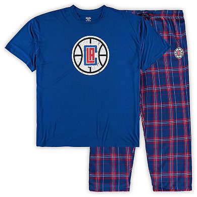 Men's Concepts Sport Royal LA Clippers Big & Tall Ethos T-Shirt & Pants Set