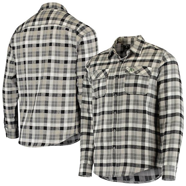 Men's Antigua Gray Oakland Athletics Instinct Flannel Button-Up Shirt