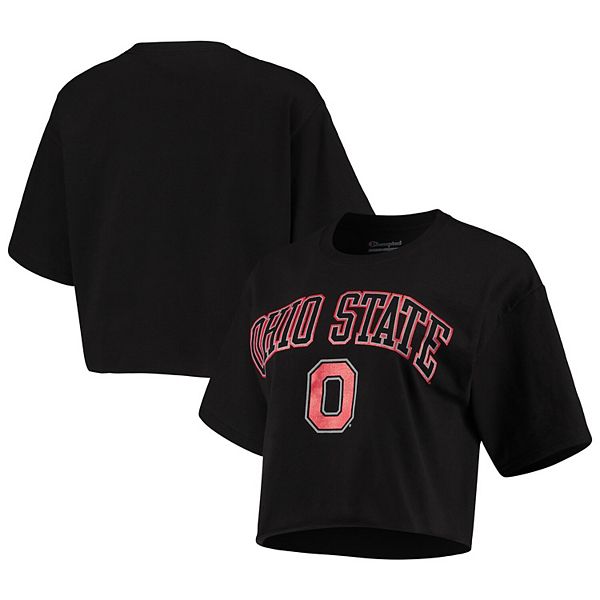 Women's Champion Black Ohio State Buckeyes Cropped Boyfriend T-Shirt