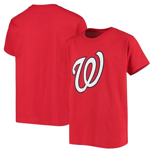 Youth Stitches Red Washington Nationals Team Logo Cotton T-Shirt