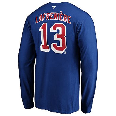 Men's Fanatics Branded Alexis Lafrenière Blue New York Rangers Authentic Stack Name & Number Long Sleeve T-Shirt