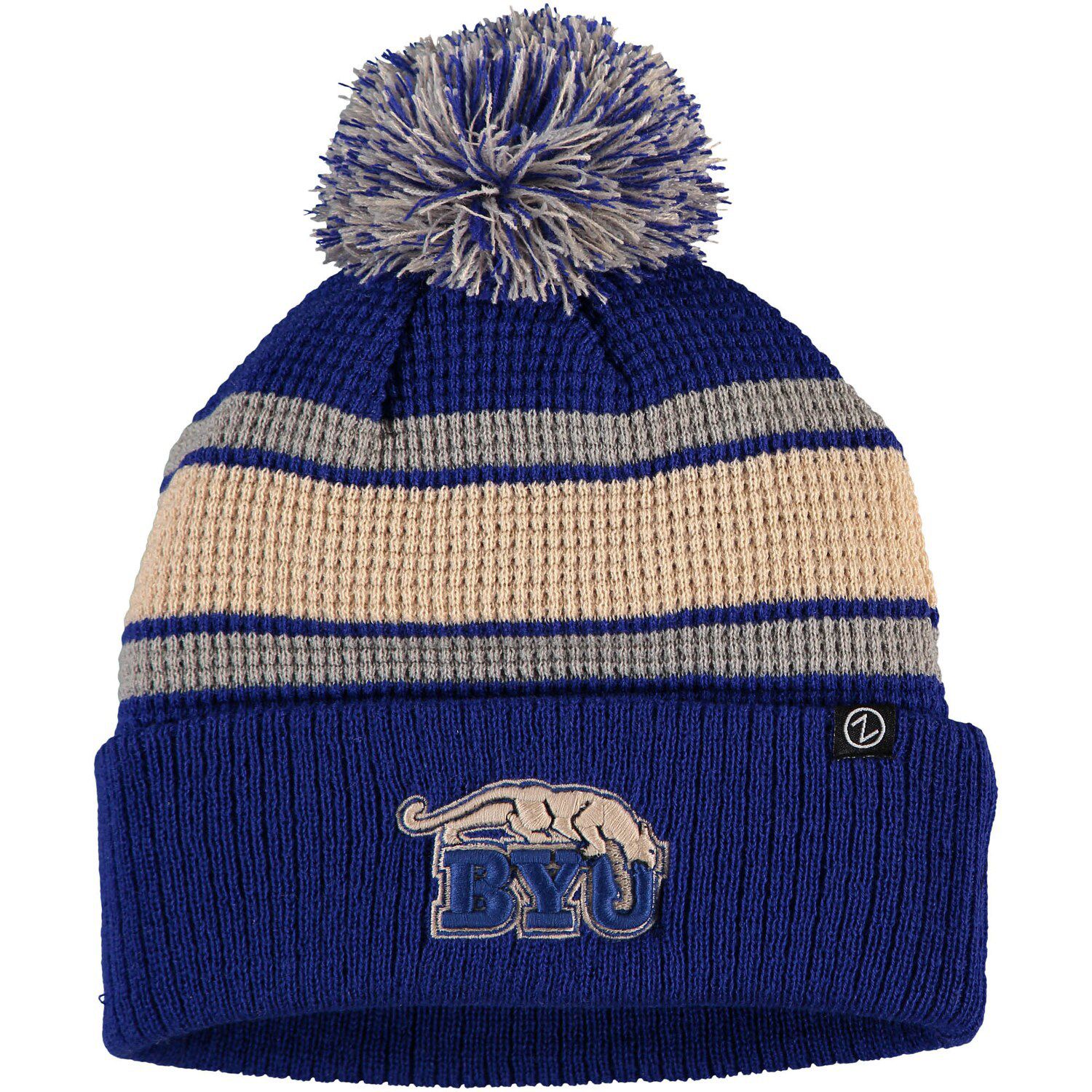 Image for Unbranded Men's Zephyr Navy BYU Cougars Lincoln Cuffed Pom Knit Hat at Kohl's.