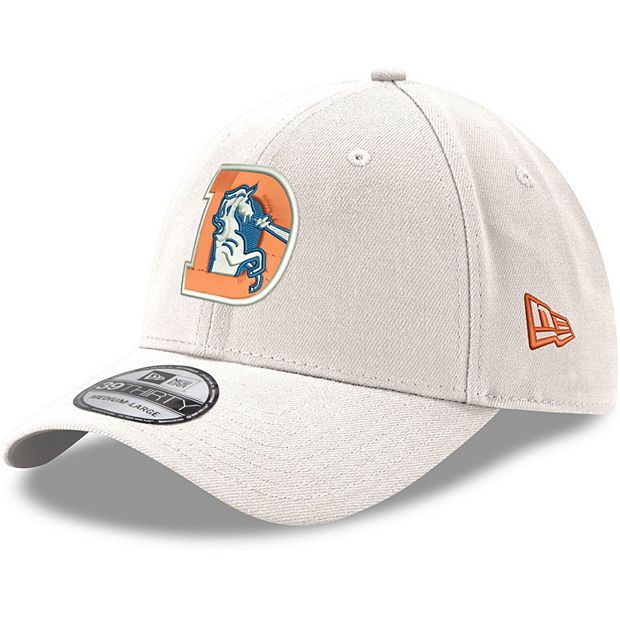 Men's New Era White Denver Broncos Throwback Logo Iced II 39THIRTY Flex Hat