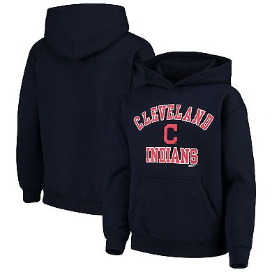 Youth Stitches Navy Cleveland Indians Fleece Pullover Hoodie