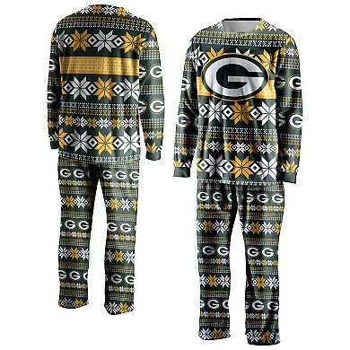 Men's FOCO Green Green Bay Packers Ugly Pajama Set