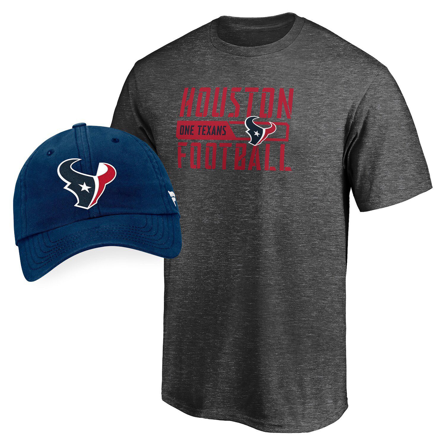 Men's Fanatics Branded Navy/Heathered Gray Houston Texans Colorblock T-Shirt