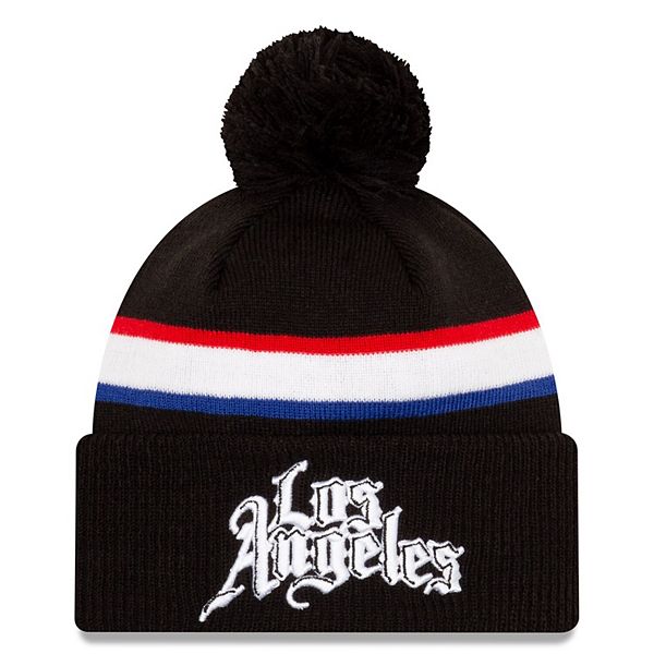 Men's New Era Black LA Clippers 2020/21 City Edition Pom Cuffed Knit Hat