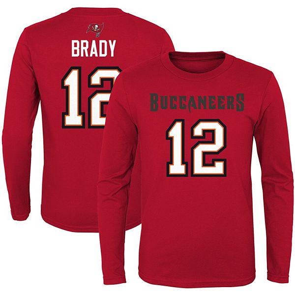 Youth Tom Brady Red Tampa Bay Buccaneers Mainliner Player Name & Number Long  Sleeve T-Shirt