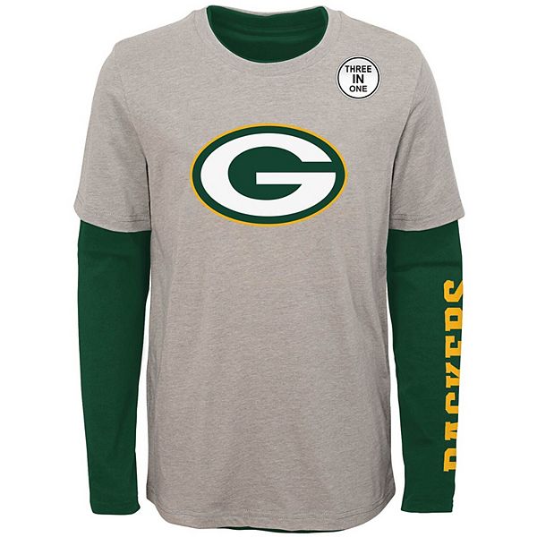 Preschool Heathered Gray/Green Green Bay Packers Goal Line Stand T-Shirt  Combo Set