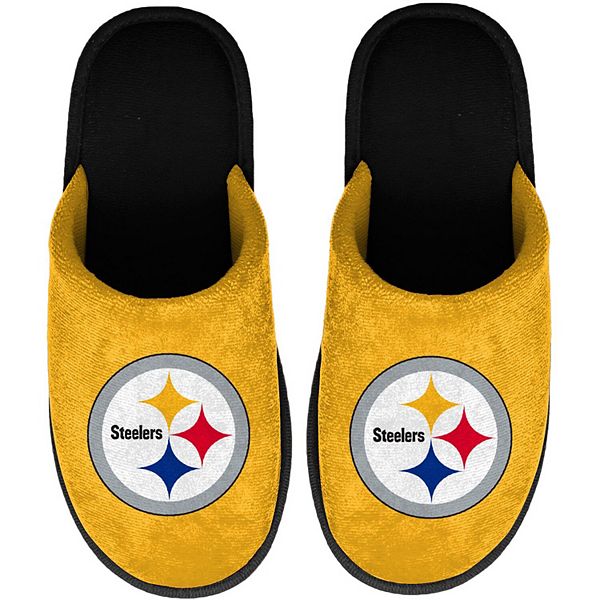 Youth FOCO Gold Pittsburgh Steelers Big Logo Scuff Slippers