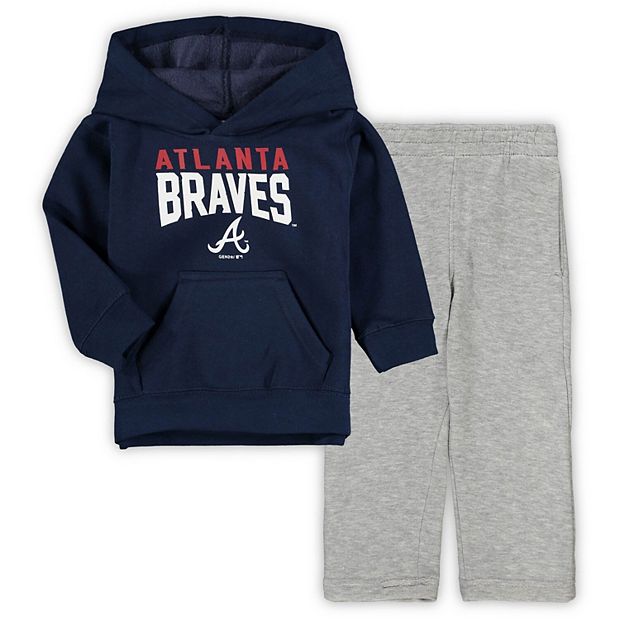Youth Atlanta Braves Navy Holiday Long Sleeve T-Shirt & Pants Pajama Set