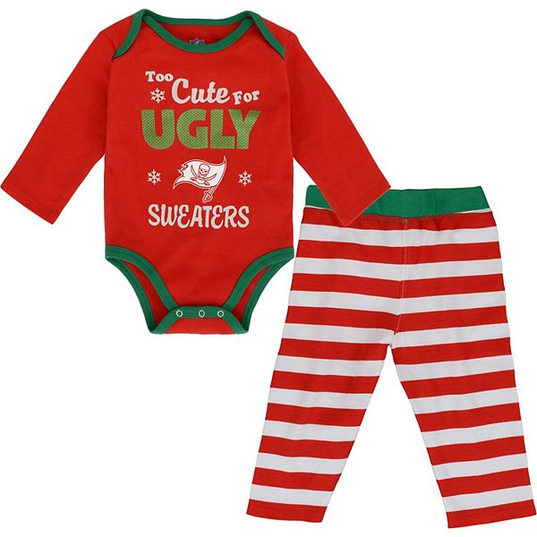 Girls Infant Red Tampa Bay Buccaneers Too Cute Long Sleeve Bodysuit & Pants  Set