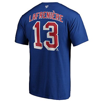 Men's Fanatics Branded Alexis Lafrenière Blue New York Rangers Authentic Stack Name & Number T-Shirt