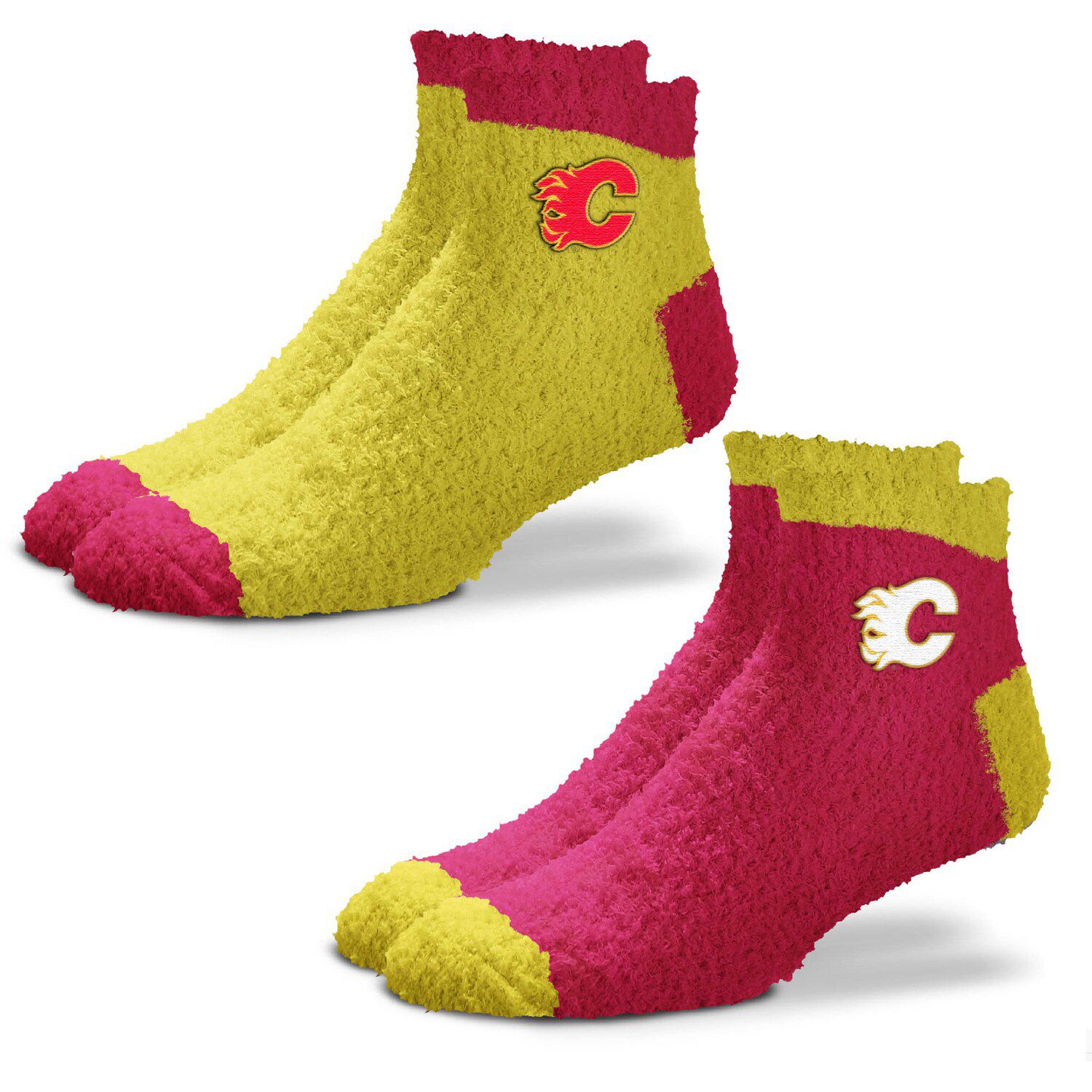 Youth For Bare Feet Calgary Flames 2-Pack Team Quarter-Length Socks