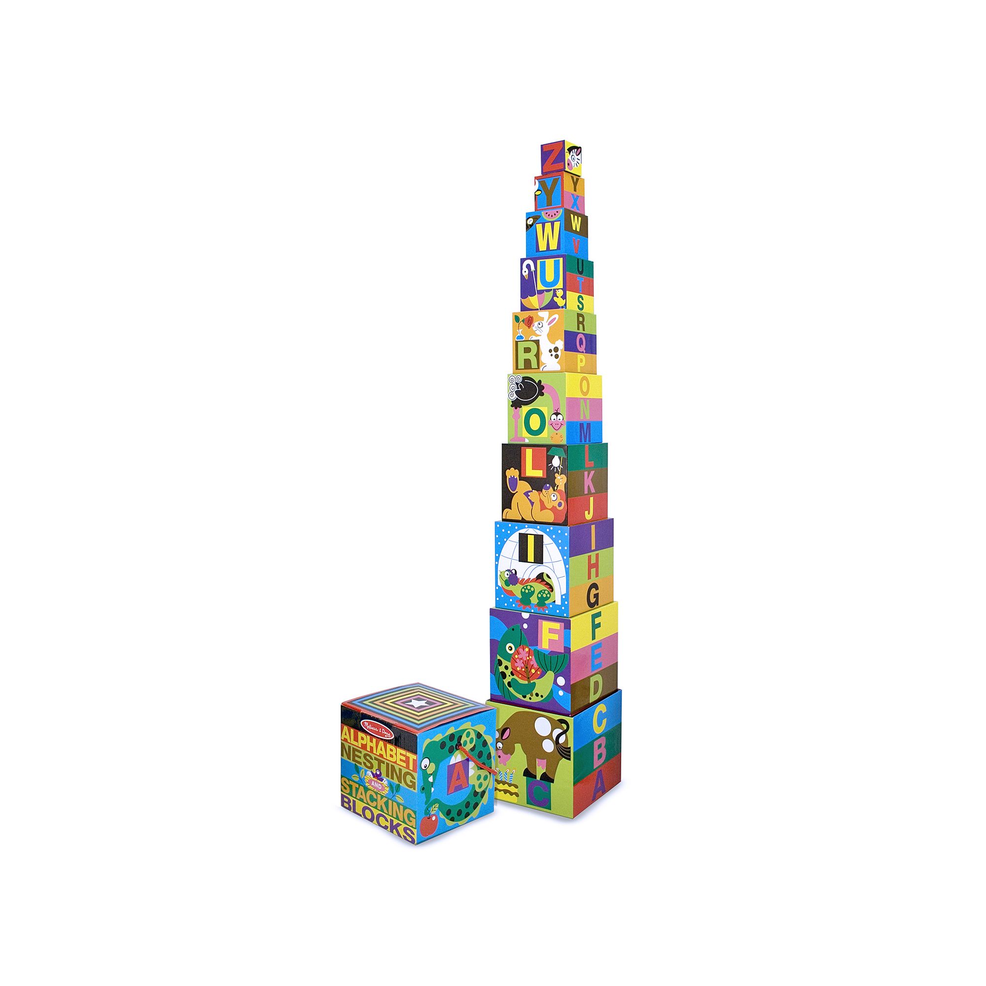 Melissa & Doug Alphabet Nesting & Stacking Cardboard Blocks, Multicolor