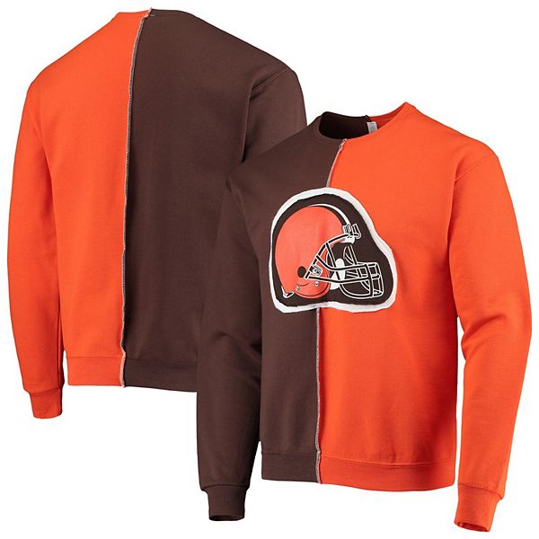 Men's Refried Apparel Orange/Brown Cleveland Browns Sustainable Split  Center Pullover Sweatshirt