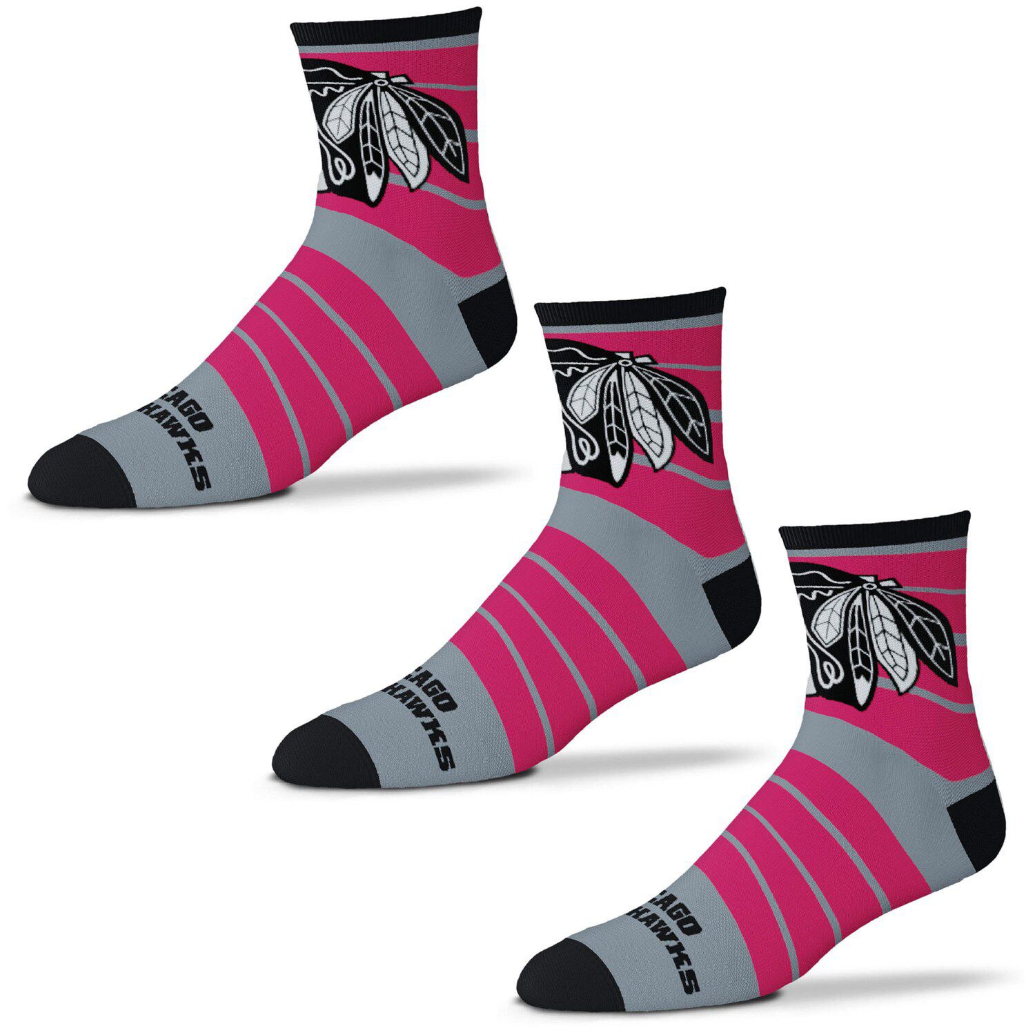 Image for Unbranded Men's For Bare Feet Chicago Blackhawks Three-Pack Quad Socks at Kohl's.