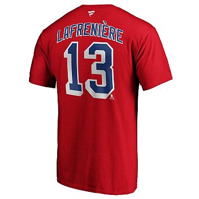 Men's Fanatics Branded Alexis Lafrenière Red New York Rangers Authentic Stack Name & Number T-Shirt