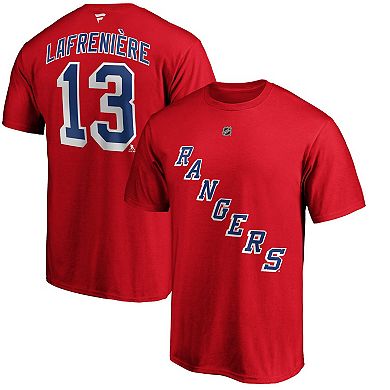 Men's Fanatics Branded Alexis Lafrenière Red New York Rangers Authentic Stack Name & Number T-Shirt