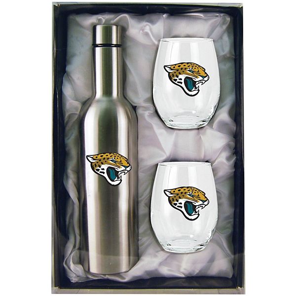 Jacksonville Jaguars 28oz. Stainless Steel Bottle with Stemless Glass Tumblers Set