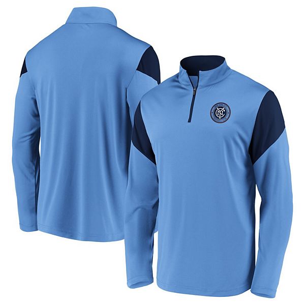 Men's Fanatics Branded Sky Blue New York City FC Primary Logo Quarter-Zip  Jacket