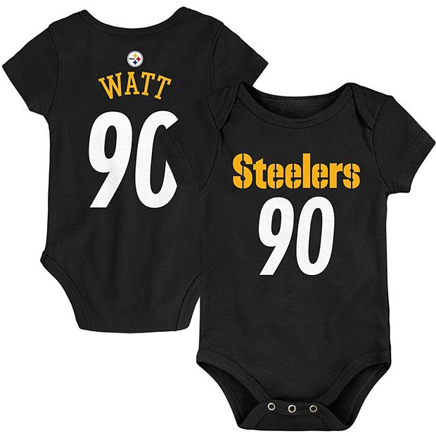 Newborn T.J. Watt Black Pittsburgh Steelers Mainline Player Name & Number  Bodysuit