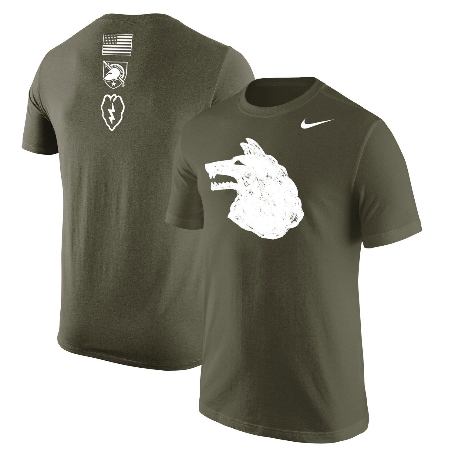 olive green and white nike shirt