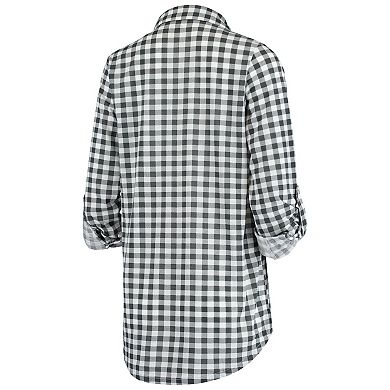 Women's Concepts Sport Charcoal Oakland Athletics Wanderer Long Sleeve Button-Up Nightshirt