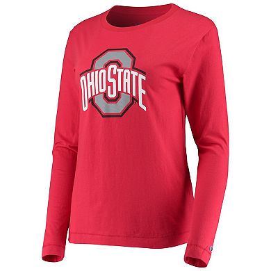 Women's Champion Scarlet Ohio State Buckeyes University Primary Logo Long Sleeve T-Shirt