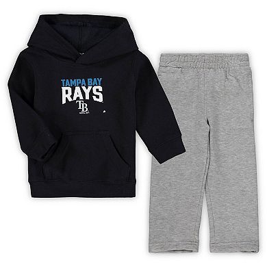 Toddler Navy/Heathered Gray Tampa Bay Rays Fan Flare Fleece Hoodie and Pants Set