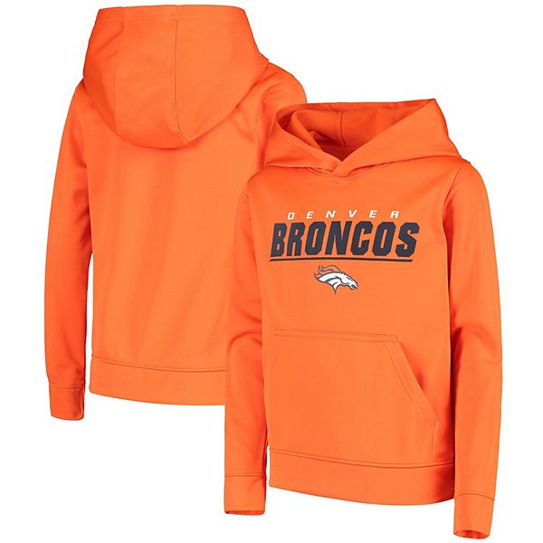 Youth Orange Denver Broncos Static Performance Pullover Hoodie